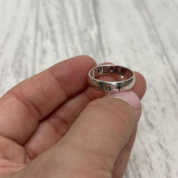 Womens Peace 925 Silver Ring Chinese Symbols - Picture 3 of 5